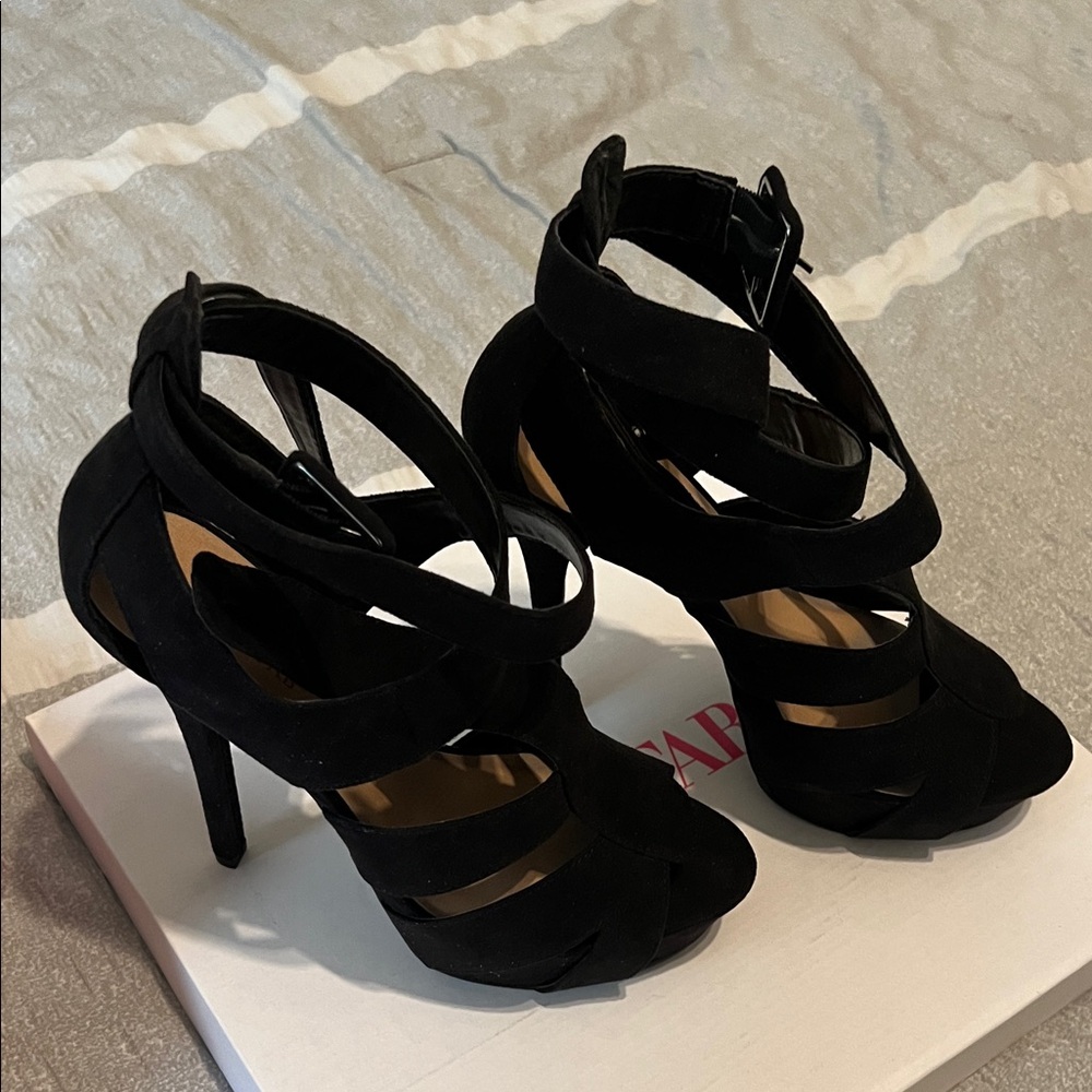 JustFab Black Strappy Heels